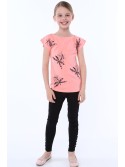 Lachsfarbenes Libellen-T-Shirt für Mädchen NDZ8315 – Online-Shop – Boutique